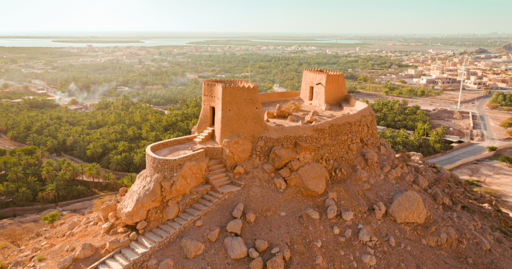 Historical Dhayah Fort hilltop view in Ras Al Khaimah city tour