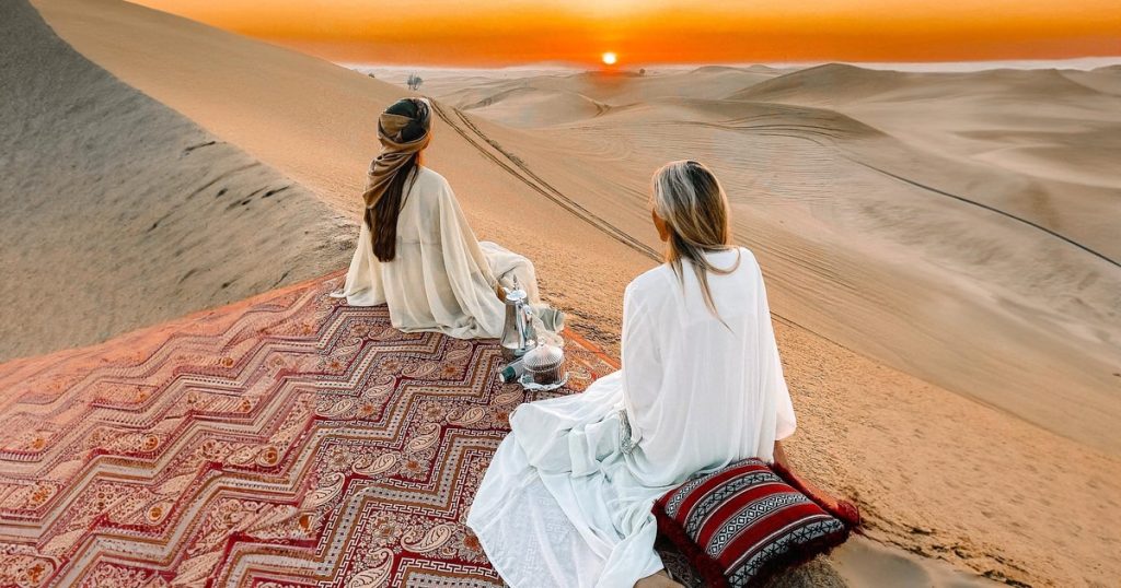 Family dressed for a Dubai Desert Safari adventure