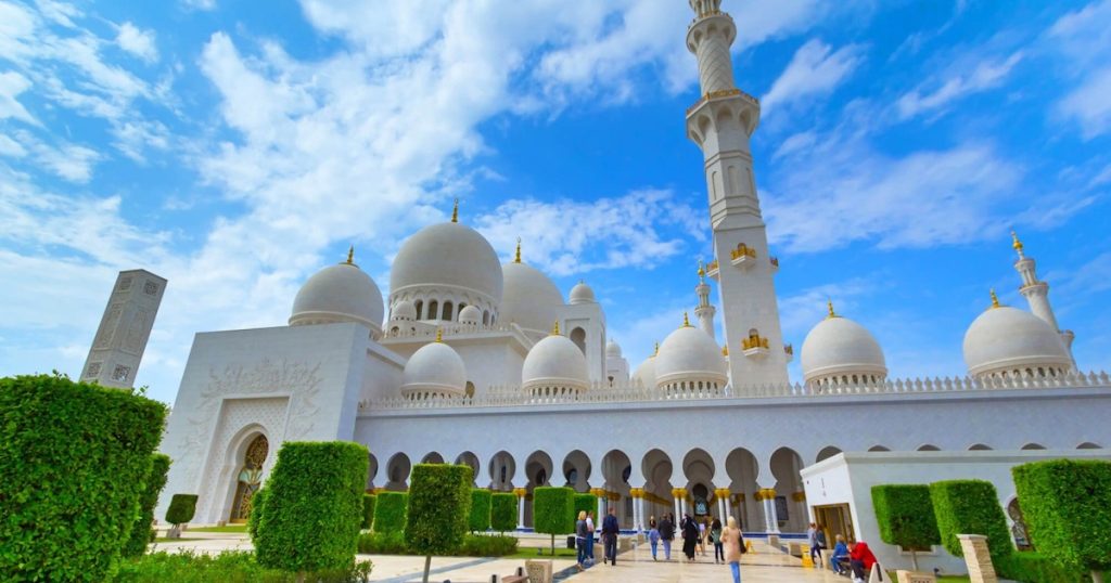 Visitors exploring Sheikh Zayed Grand Mosque Abu Dhabi