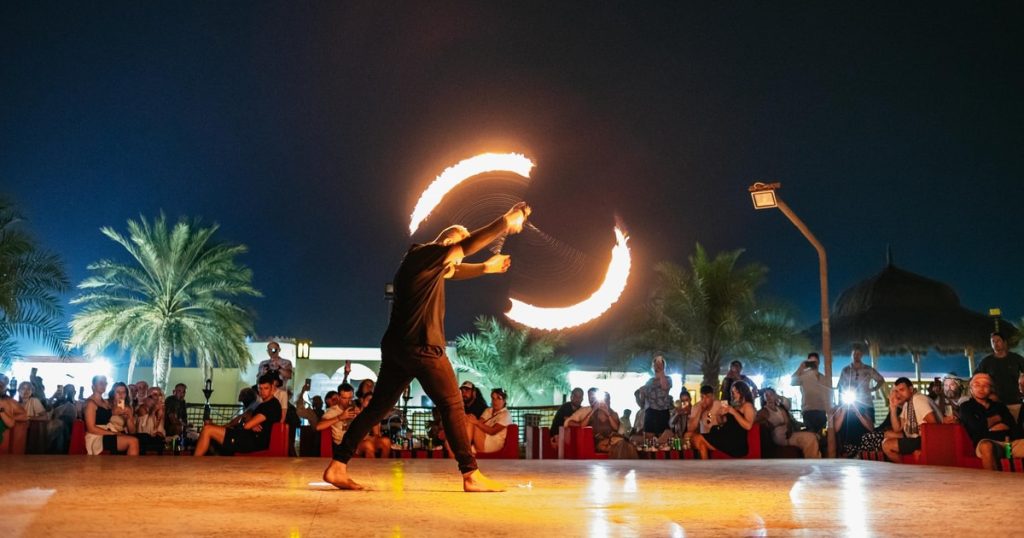 Dubai desert safari belly dance performance on stage